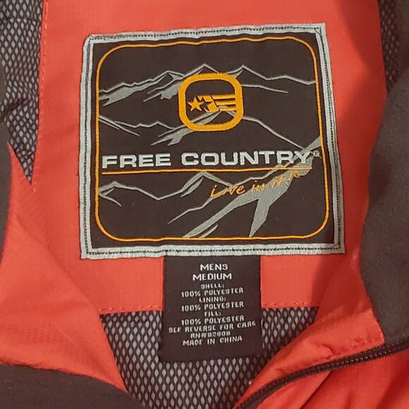 Free Country Live In It Men Medium Water Resistant Wind Breaker Red Zip - Picture 3 of 16